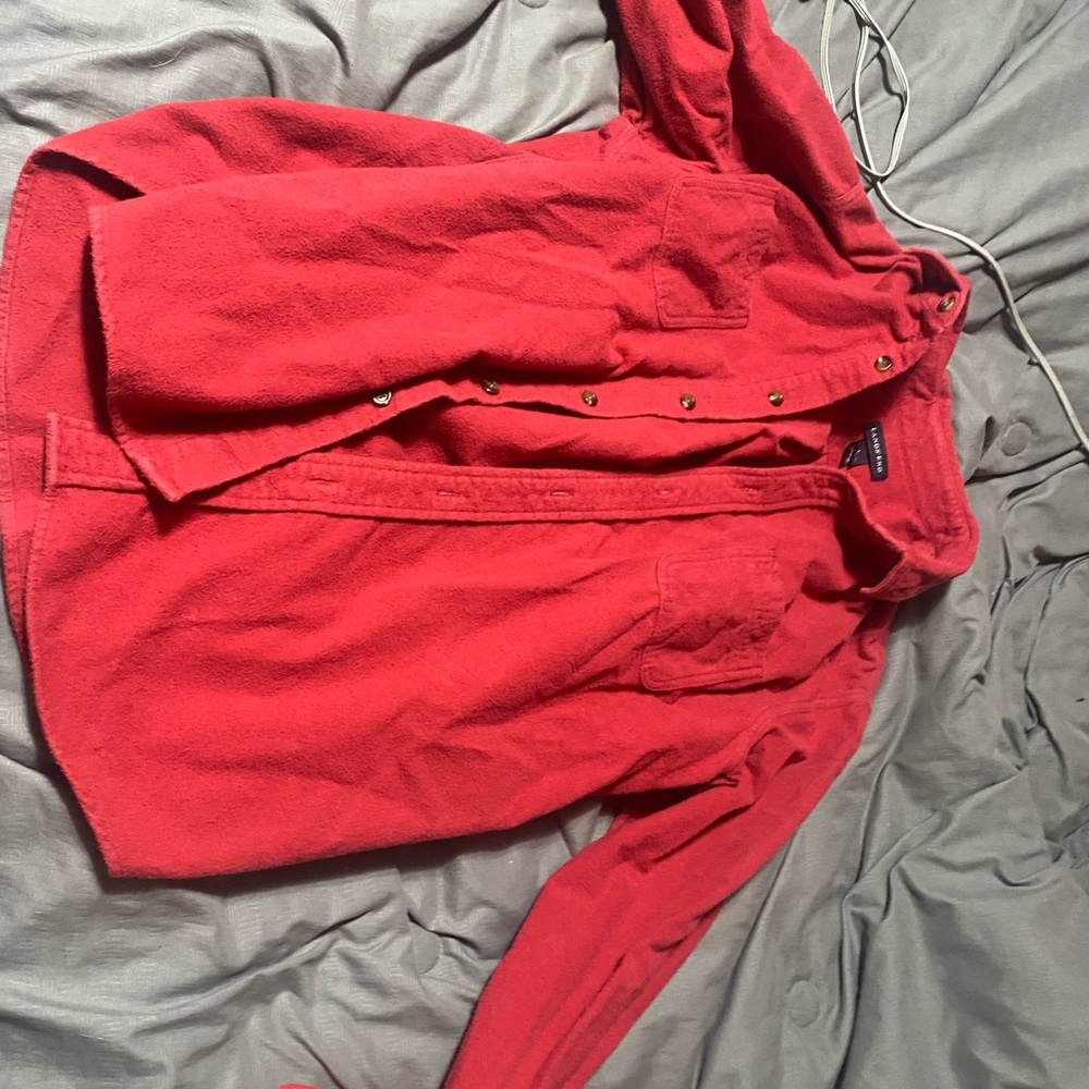 Lands' End Vibrant Red Button Down Shirt
